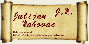 Julijan Mahovac vizit kartica